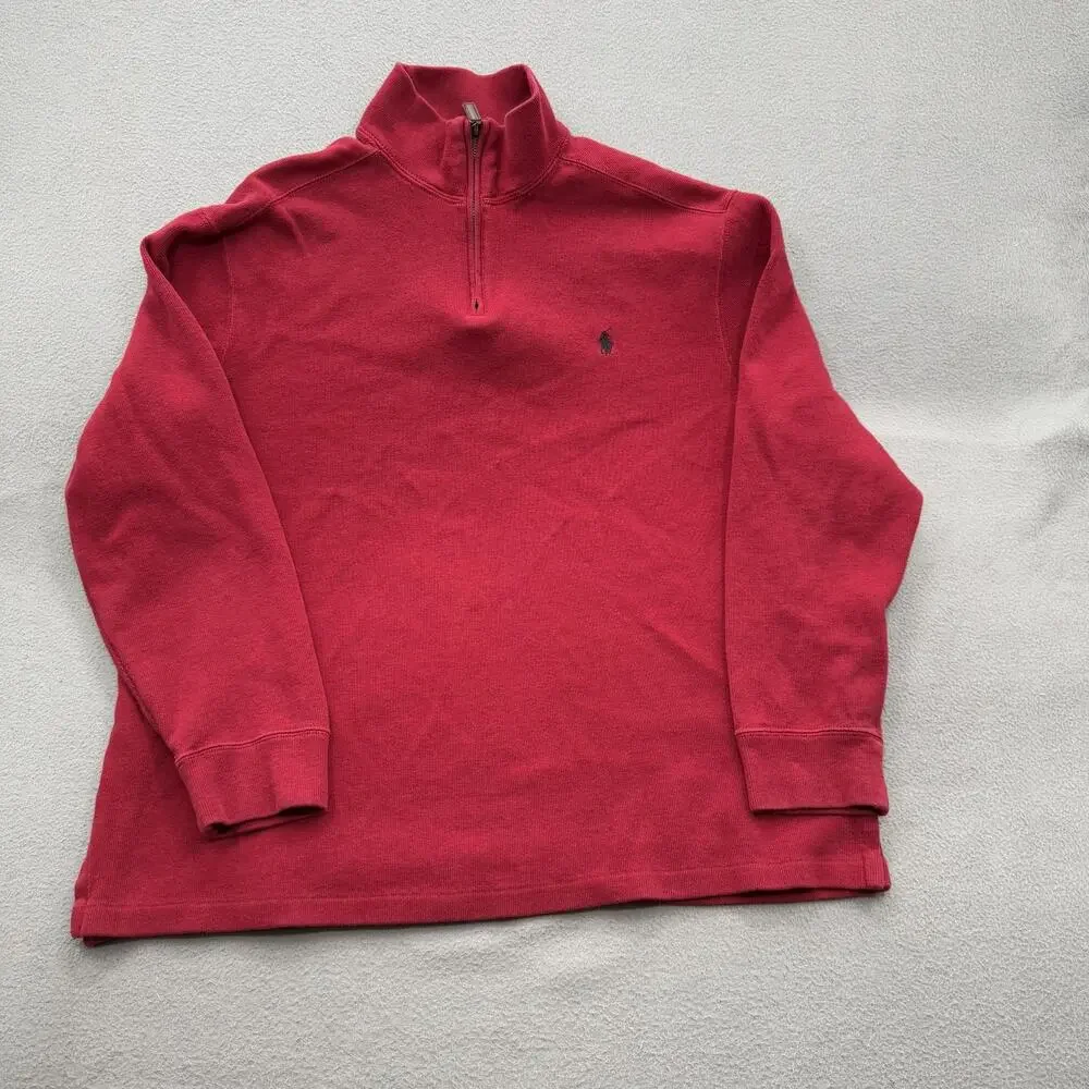 Polo by Ralph‎ Lauren Sweater Mens XL Red Quarter Zip Mock Neck Pullover Pony